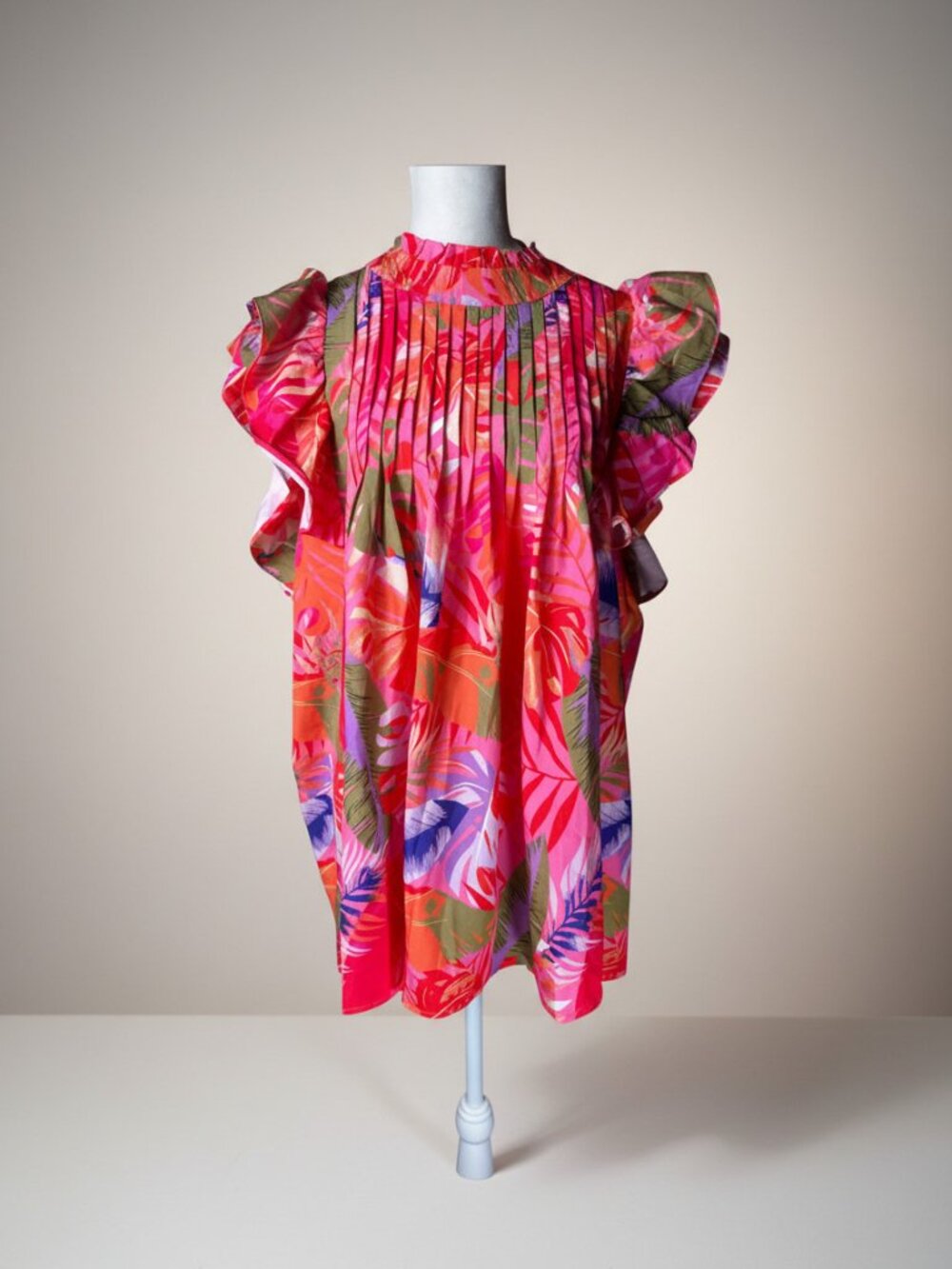 NWOT Sage Vell Floral Sleeveless Ruffle Blouse Top Size XXL